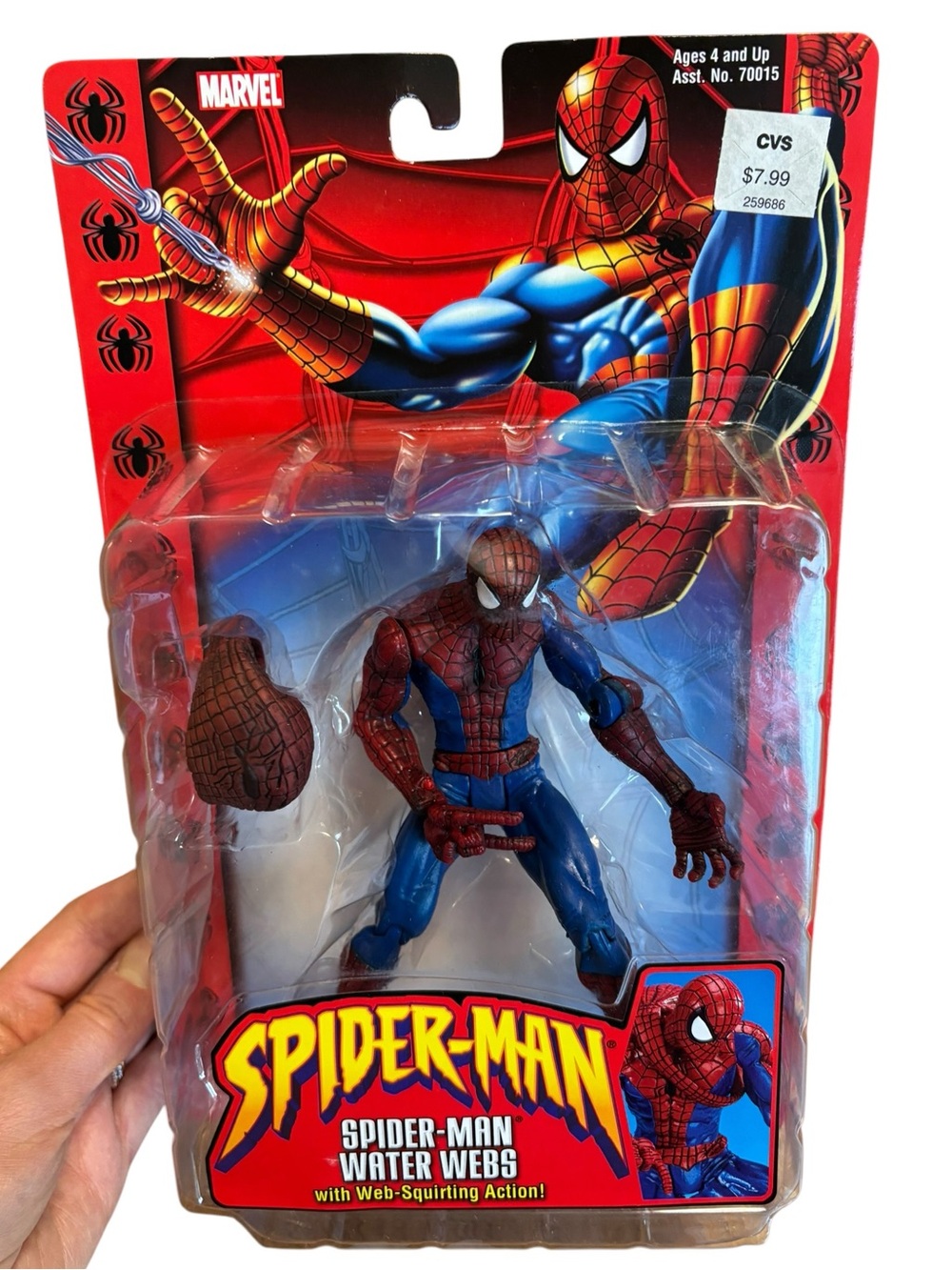 Vintage 2002 Marvel Spider-Man Water Webs Action Figure - Red & Blue